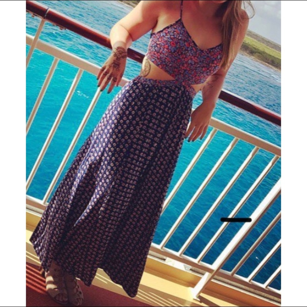Floral Cut out long dress